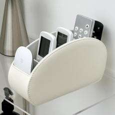 DEMIMOOD 都會皮革5格多功能遙控器收納盒, 白色, 1個