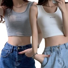 PEONIST 女款短版羅紋無袖T恤 2件組