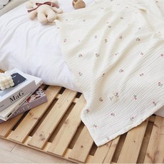 Malolotte 嬰兒印花莫代爾安撫毯, 鬱金香款 米色