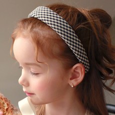 럭키밤비네 여아용 심플체크 데일리 헤어밴드 아동 머리띠