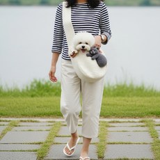 예보들 강아지 고양이 포대기 슬링백, 아이보리, 1개