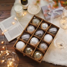 HOMETNER 聖誕樹裝飾品 12入, 1套, 冬季銀, 10cm