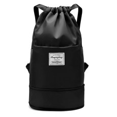 JCP 簡約款運動風抽繩後背包, 黑色