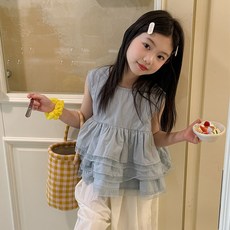 BabyMax 女童蕾絲雙層荷葉邊無袖上衣