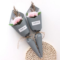 카네이션 한송이 드라이플라워 2p, 연핑크(카네이션), 블루(포장지)