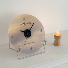 벤자민 모먼트 인테리어 시계 + 받침대 세트, 노을(시계), 실버(받침대)