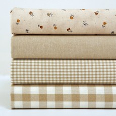 Shueshueroom 印花棉質布料 Set 4, SH-055 棕色款, 55*45cm, 1組