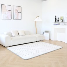 맘앤마음 논슬립 PVC 쿠션매트, 헤링본화이트