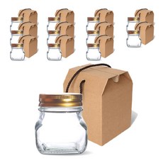 mir 韓國方形K容器 金色蓋 125 + 高級款單入禮盒 小型組合, 12套