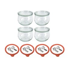 WECK 鬱金香玻璃收納瓶580ml No.744 4p+蓋子4p+膠圈4p+夾子8p套組, 580ml