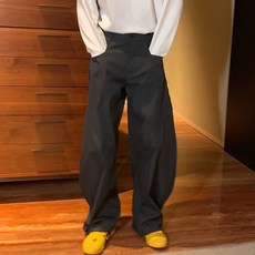 Elsso 男士 Homme Gorpcore 尼龍後拉鍊弧形寬褲