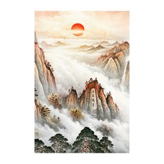 招來好運的晚霞東洋畫, 棕色 + 白色 + 灰色 + 紅色 + 黑色