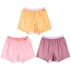 PEARLY HILLS 女性透氣40支純棉4層防漏四角短褲3件組, 黃色, 豆沙粉, 橘粉色