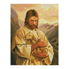 iLovePainting DIY寶石十字繡 小羊與耶穌 40 x 50 cm, 混合色, 1個