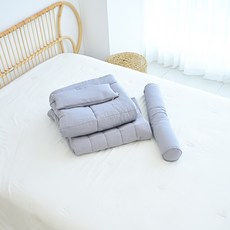 ahtty blanc 莫代爾枕頭套 2入 + 枕芯 + 薄被 + 身體枕 + 嬰兒墊 套組, 灰色