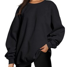 피어니스트 여성용 심플 라운드 오버핏 무지 긴팔 맨투맨