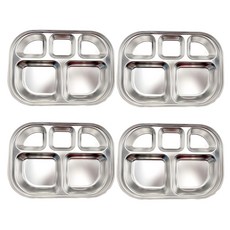 兒童玩具不銹鋼嬰兒盤 4p, 銀