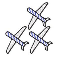 熱接著式飛機布貼, 3個, 白藍色