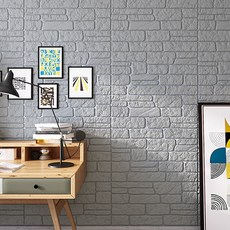 PEONIST 磚紋隔熱泡棉壁貼, 灰色, 4個