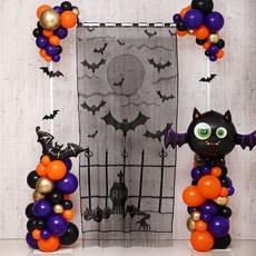 Joyparty 萬聖節裝飾窗簾 萬聖節之夜 1m 寬 x 2m 高, 黑色的, 1個