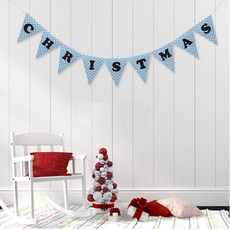 聖誕毛氈拉旗, 2個, 字母藍色圓點