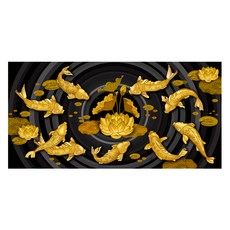 KM ELLIE 閃亮 5D 珠寶十字繡 DIY 套組 120 x 60cm, 大金財鯉魚, 1套