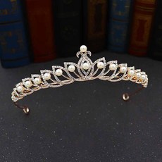 LUNA GLAM 自助婚紗輕盈珍珠皇冠 H229, 1個, 金色