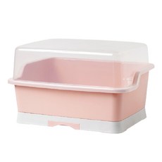 塑膠蓋碗盤收納瀝水架 YT_RA1030, 粉紅色