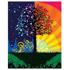 KMELLIE 畫框式 3D 祝福之樹 圓形鑽 DIY 鑽石畫 40 x 50 cm, 混合顏色, 1個