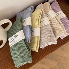 Wodemi 女性四季粉彩羅紋時尚中筒襪6雙組 W848