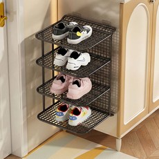 소유공간 홈 레이어드 칸막이 신발 수납 정리대 4단 M S261-0259, 블랙(261-0259BM), 1개