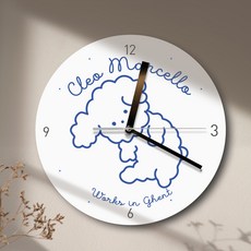 funyz 插畫靜音圓形壁鐘, 可愛貴賓犬