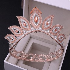 頭飾 髮飾 自助婚紗 皇冠, 玫瑰金, 1個