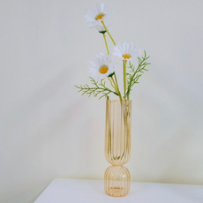 百褶室內裝飾玻璃花瓶, 淺棕色