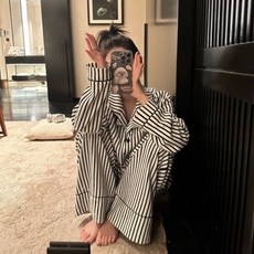 CofV 女性滾邊長袖睡衣上下套裝