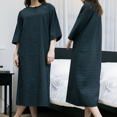 테라우드 여성용 엘리건트 시어서커 라운드넥 반팔 롱원피스 2p