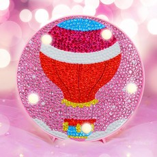 居家裝飾LED兒童寶石十字繡DIY, 11 粉紅氣球, 1個