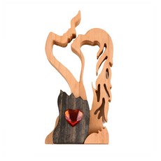 Blue Living 天使情侶木製雕像模型, 單一顏色