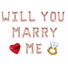 EMOKUBEE Will You Marry Me 字母氣球組, 玫瑰金, 1套