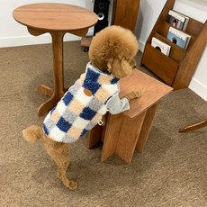 U&Pet Puppy 保暖蓬鬆 Dumble 格紋抓絨外套, 藍色