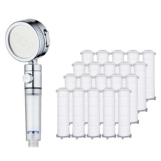 Mother SCENT 開關鈕濾芯蓮蓬頭+替換濾芯 20入組, 1組, 白色