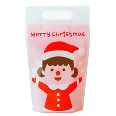 도나앤데코 크리스마스 손잡이 비닐 지퍼백 15 x 25 cm, 러빙유 소녀 핑크, 30개