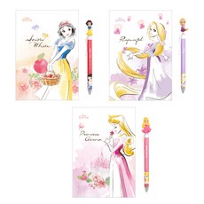 Disney Princesses 迪士尼公主 吉祥物筆記 3 種 + 圓珠筆 3p A款, A型, 1組