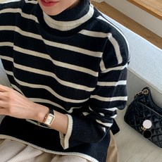 무드인더 여성용 옆트임 단가라 폴라 니트