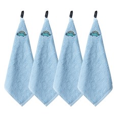 SOFT TOUCH Bath&Living 40支精梳棉動物圖案刺繡掛環擦手巾, Stego（天空）, 4個