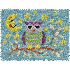 貓頭鷹地墊型DIY鉤針刺繡套組 英文版彩色印刷網格, NO 01, 1套