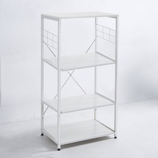 가구느낌 전자레인지 밥솥 다이 렌지 선반 수납장, 화이트화이트, 4단