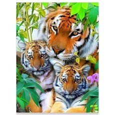 KMELLIE AB + 方形 3D 鑽石畫 DIY 套組 40 x 50 cm, 竹林老虎家族, 1套
