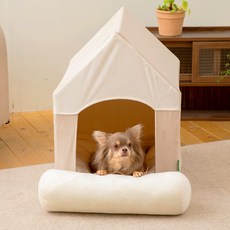 Festep狗狗超細纖維寵物生活屋全組圓形墊, 1組, 淺褐色