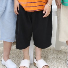 童款亞麻寬版8分褲